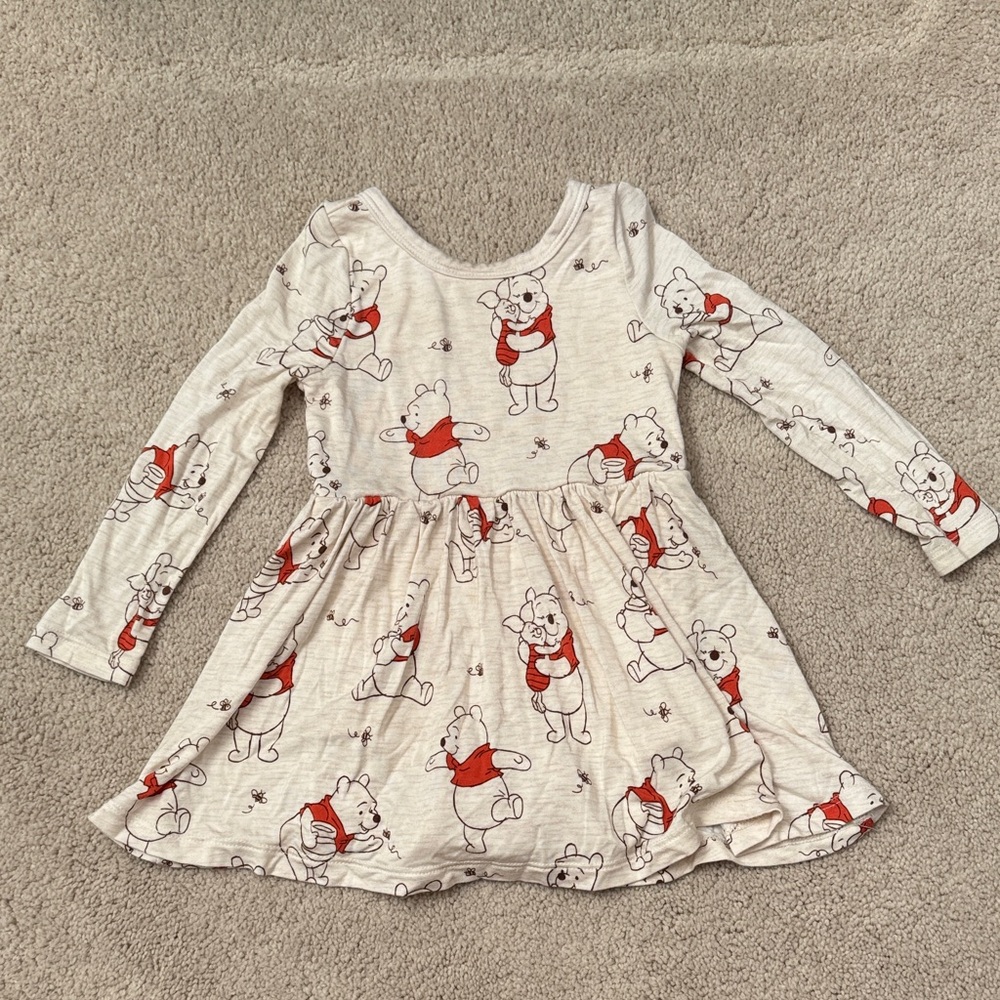 Little Sleepies Cream and Red Winnie the Pooh Bodysuit Dress